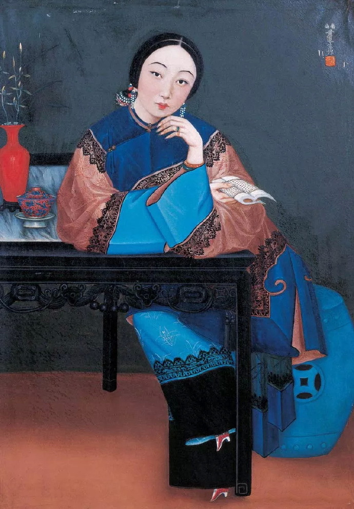 清 黄达生《仕女》