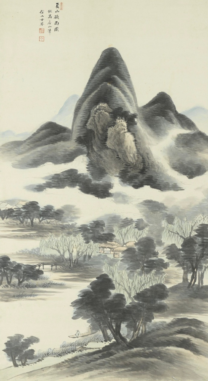 《夏山雨欲图轴》