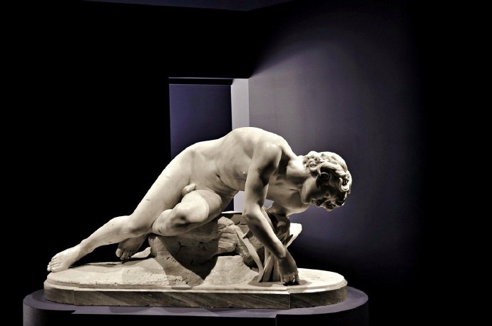法国雕塑家Eugène-Ernest Hiolle创作《Narcissus》（纳