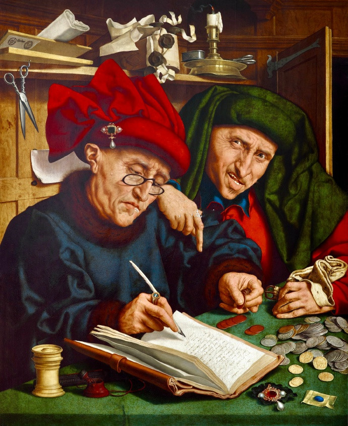 昆汀·马西斯的油画作品《Two tax collectors》(税吏)