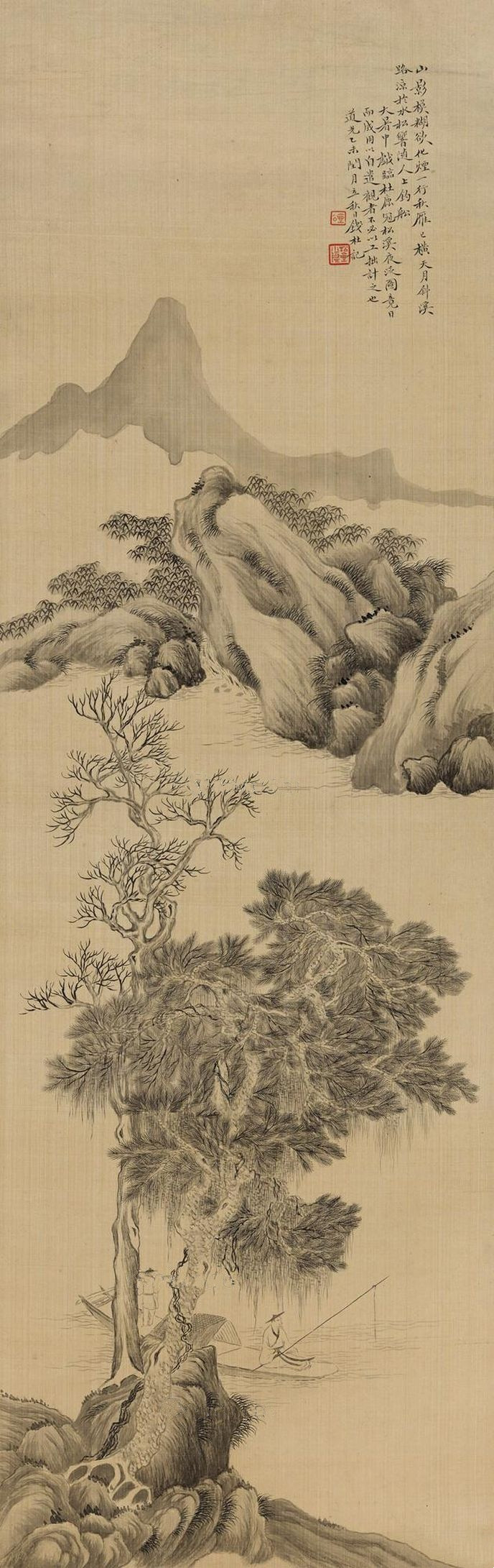 清.钱杜《松溪夜泛图》