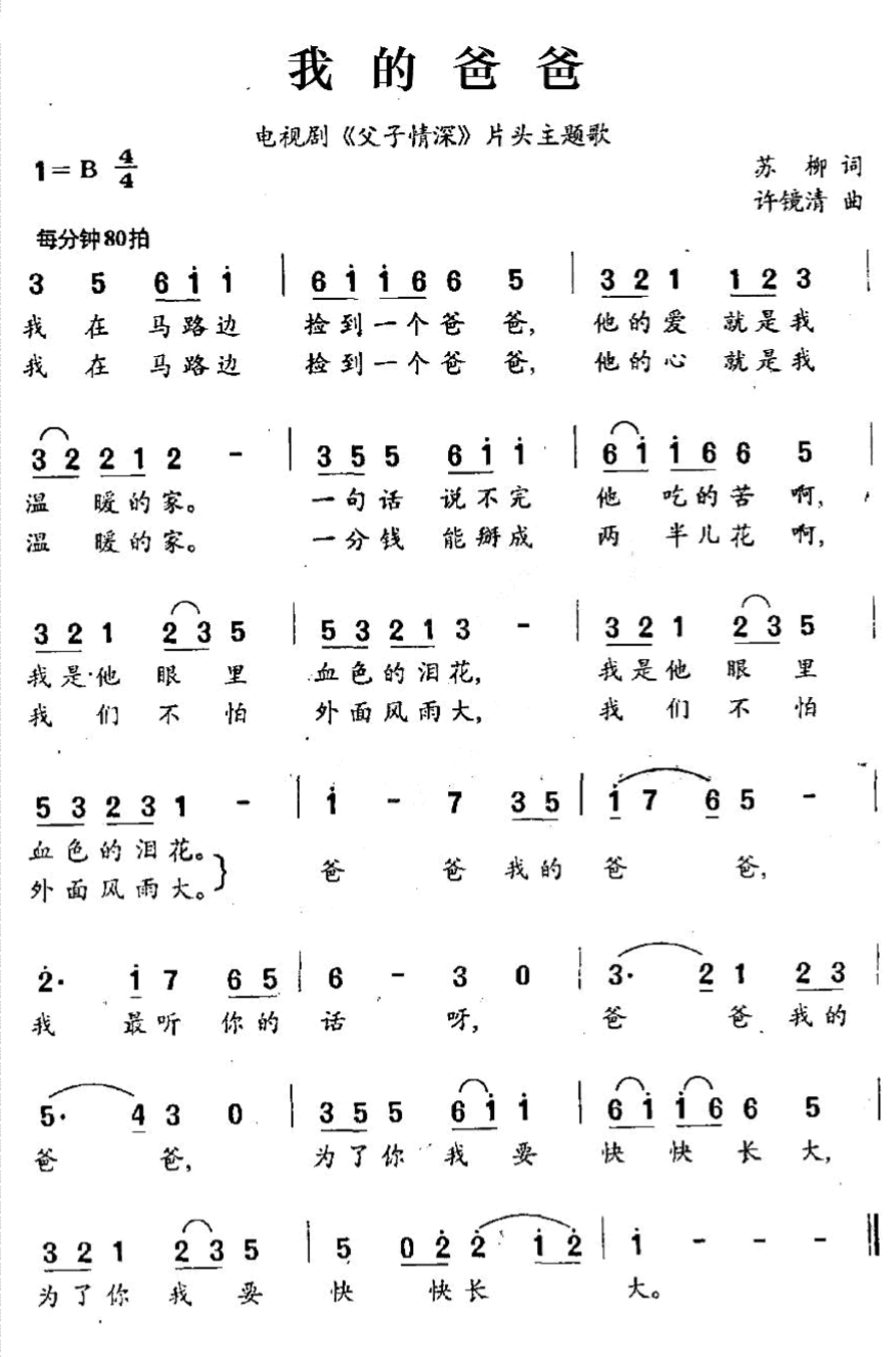 1998年电视剧《父子情深》主题曲--《我的爸爸》