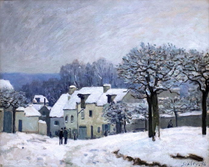 Alfred Sisley《飘雪的杜谢尼尔广场》
