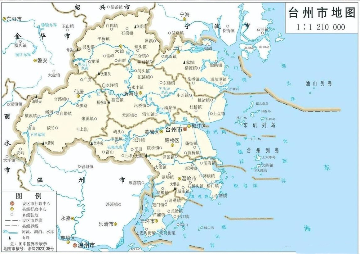 浙江台州市旅游地图