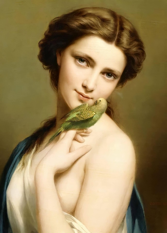 Fritz Zuber-Buhler《A Young Beauty With A