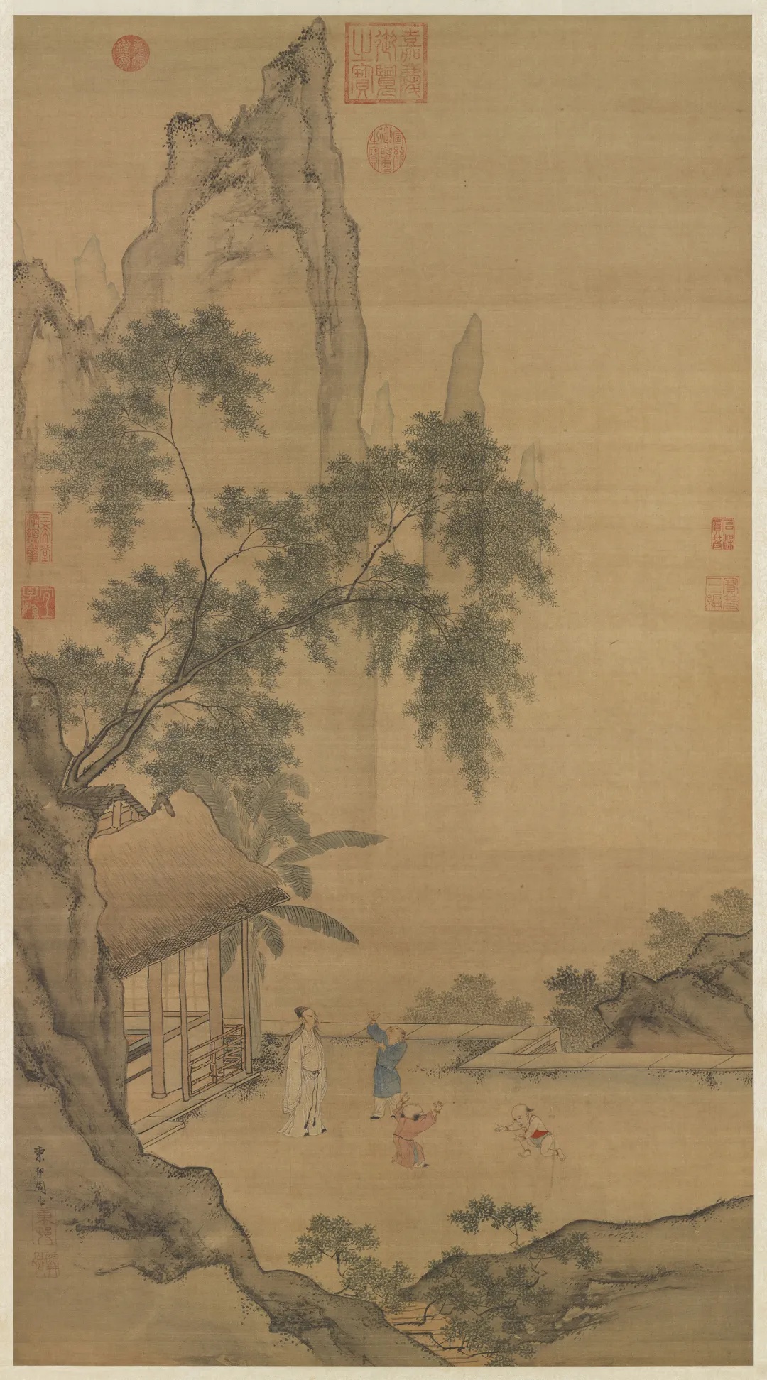 周臣《闲看儿童捉柳花》