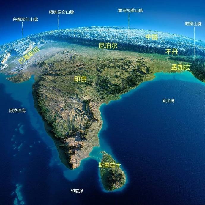 南亚地形图