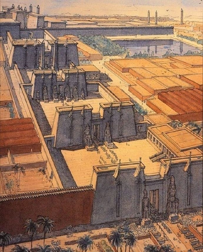 埃及卡纳克神庙（公元前2000-1700年）复原图