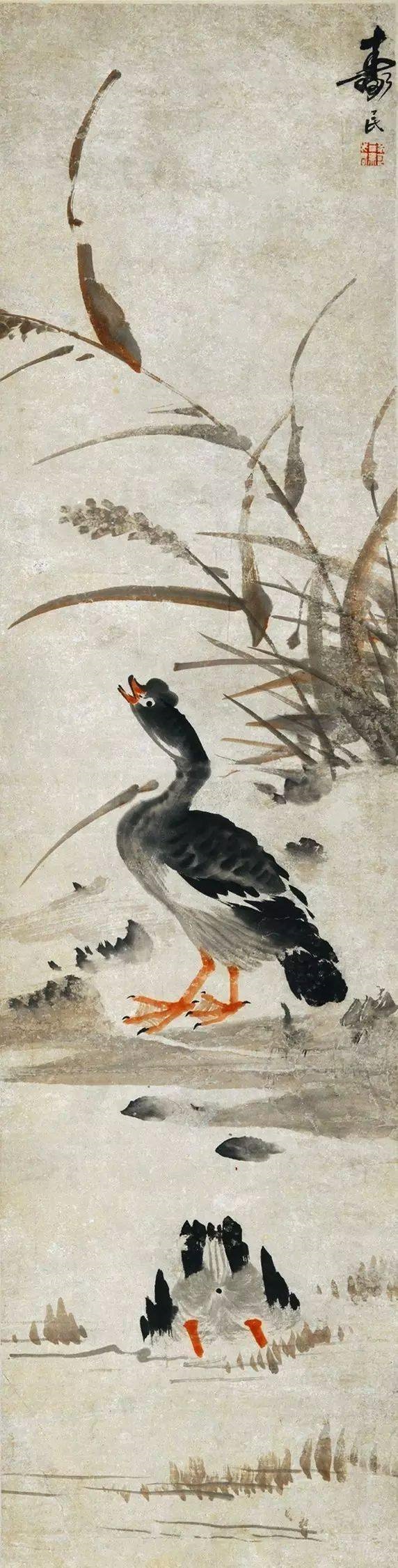 边寿民 芦苇天鹅图