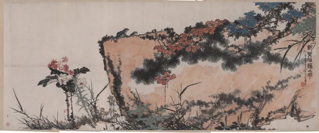 近现代 潘天寿《记写雁荡山花》