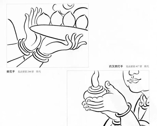 敦煌壁画曼妙手姿白描，精美至极！