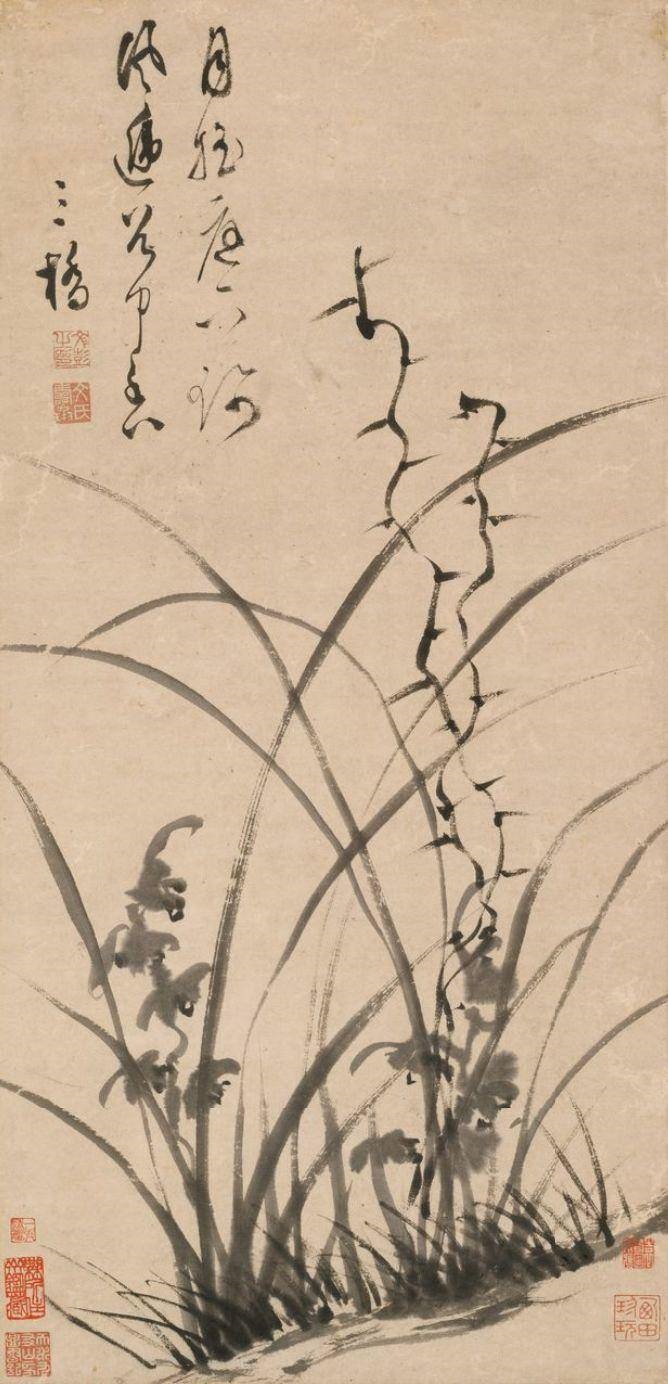 明 文彭《墨兰图轴》