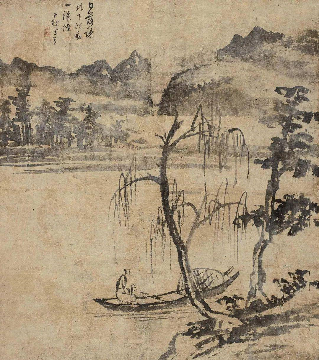 查士标 《柳溪泛舟图》