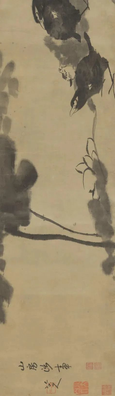 朱耷 莲塘戏禽图