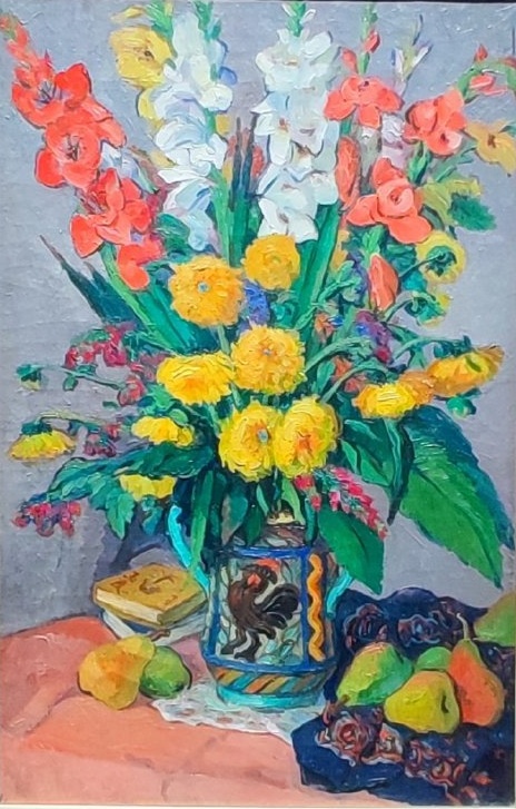 潘玉良，“梨与黄菊花”