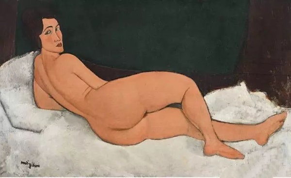 莫迪瑞安尼(Amedeo Modigliani)《向左侧卧的裸女》