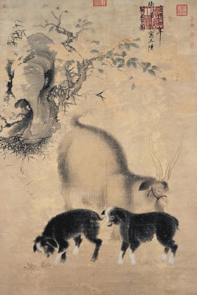 明代帝王的吉祥寓意画作朱瞻基《三阳开泰图》