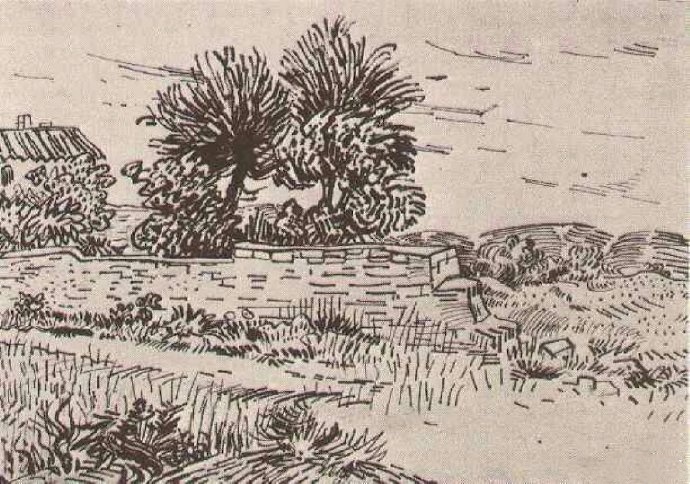 <农场围墙> 荷兰 油画 梵高作品赏析