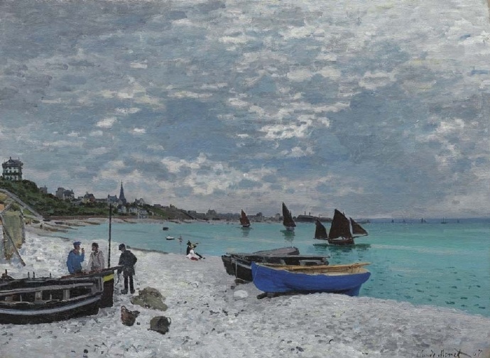 莫奈《The Beach At Sainte-Adresse》（圣·阿德雷斯海滩