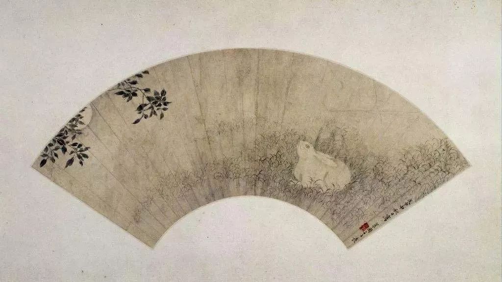 清 李世倬《桂花月兔图 》