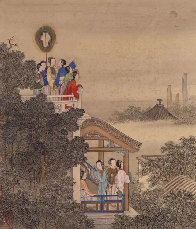 清 陈牧《琼台赏月》