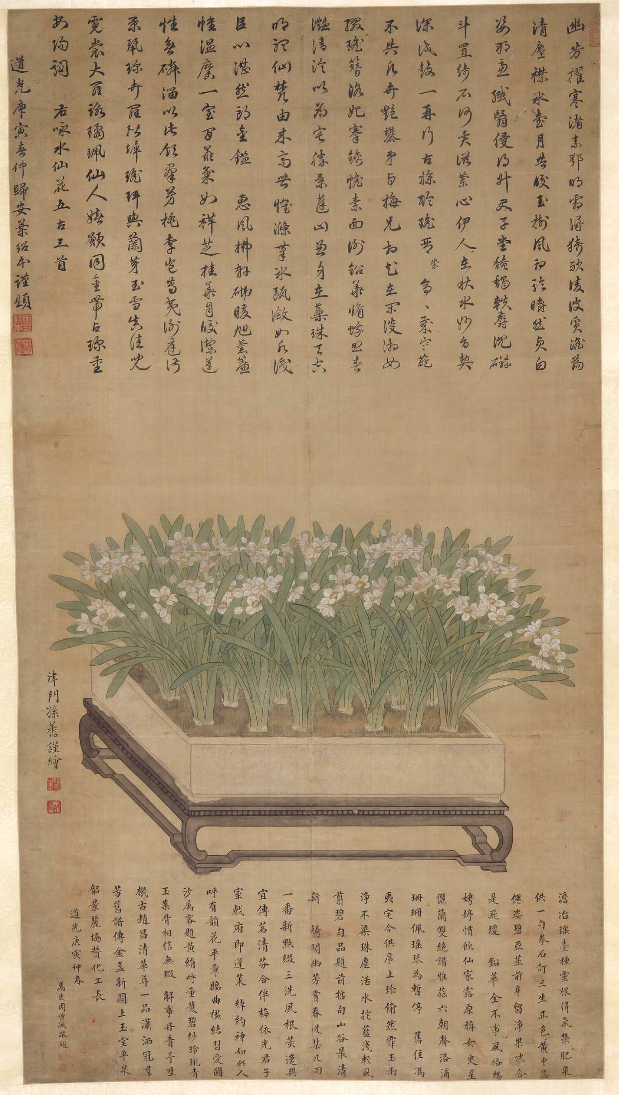 孙善 水仙图轴