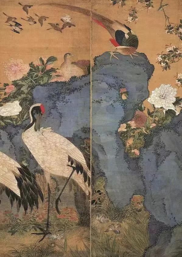 泰州博物馆的工笔花鸟鸿篇巨制《花鸟通景》