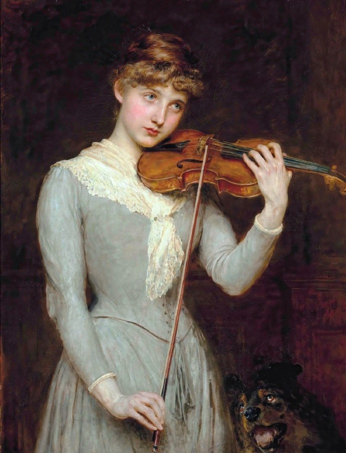 小夜曲，1888年，英国画家Briton Riviere
